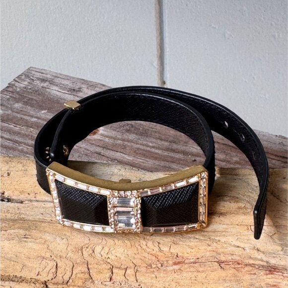 Kate Spade New York Black & Gold Bow Wrap Bracelet With Rhinestone Details - Picture 1 of 7